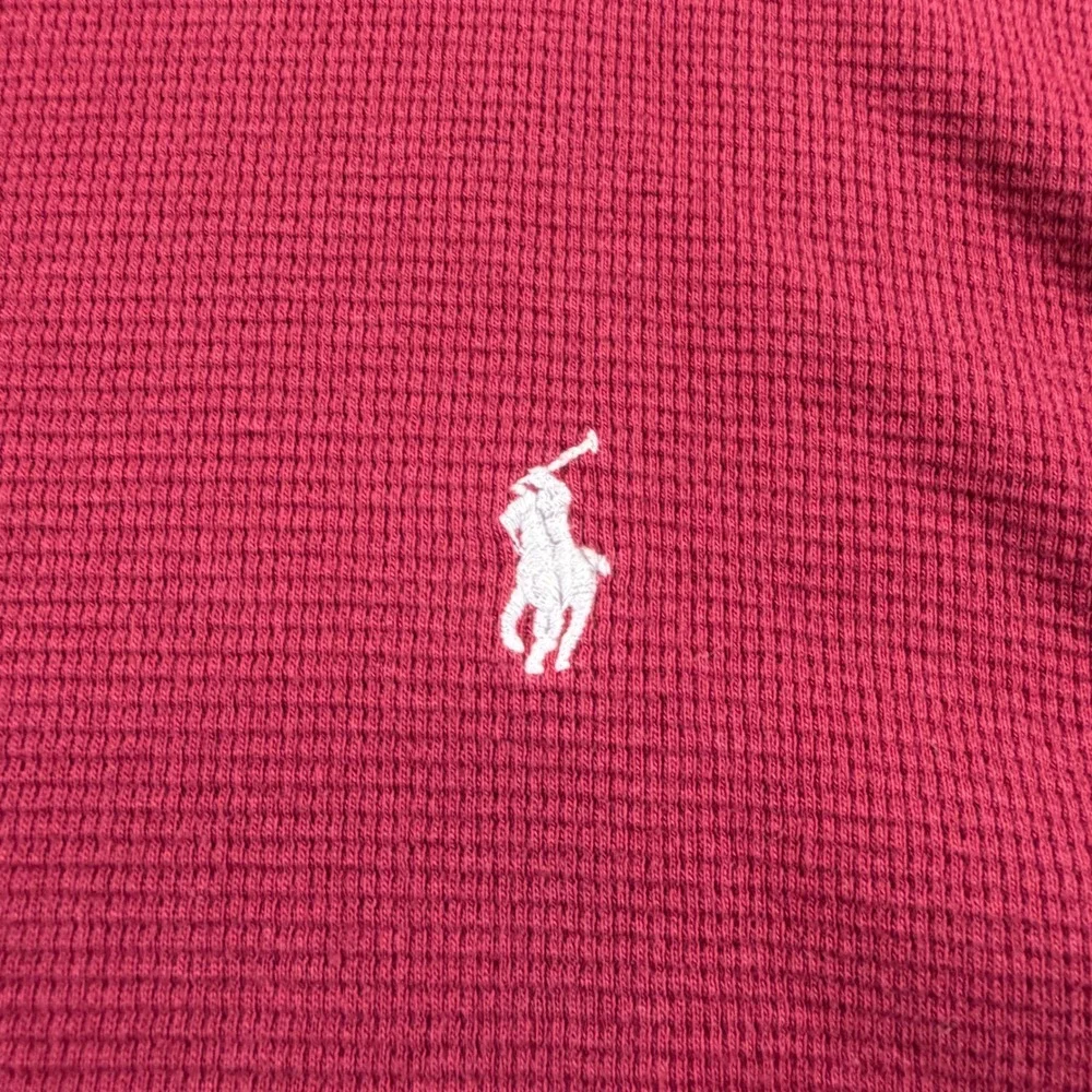 Polo‎ Ralph Lauren Thermal Shirt Mens 2XL Burgundy Waffle Knit Long Sleeve Pony